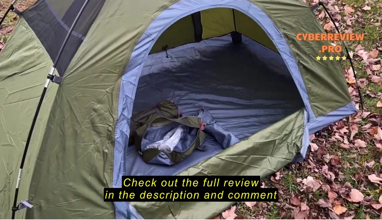 Close-up of the tent's double doors