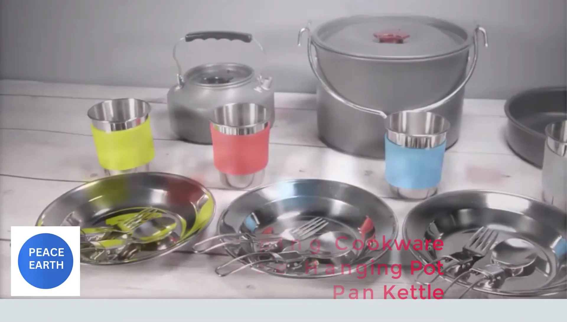 The Odoland 22-piece camping cookware kit displayed.