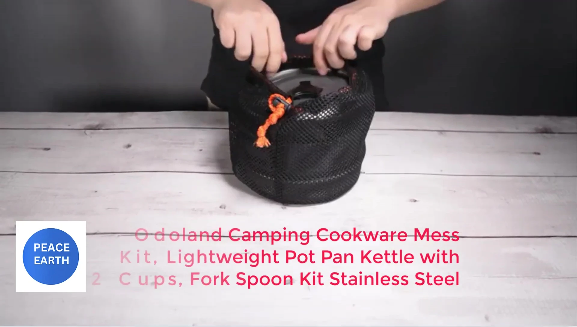 The Odoland 10-piece camping cookware kit shown.