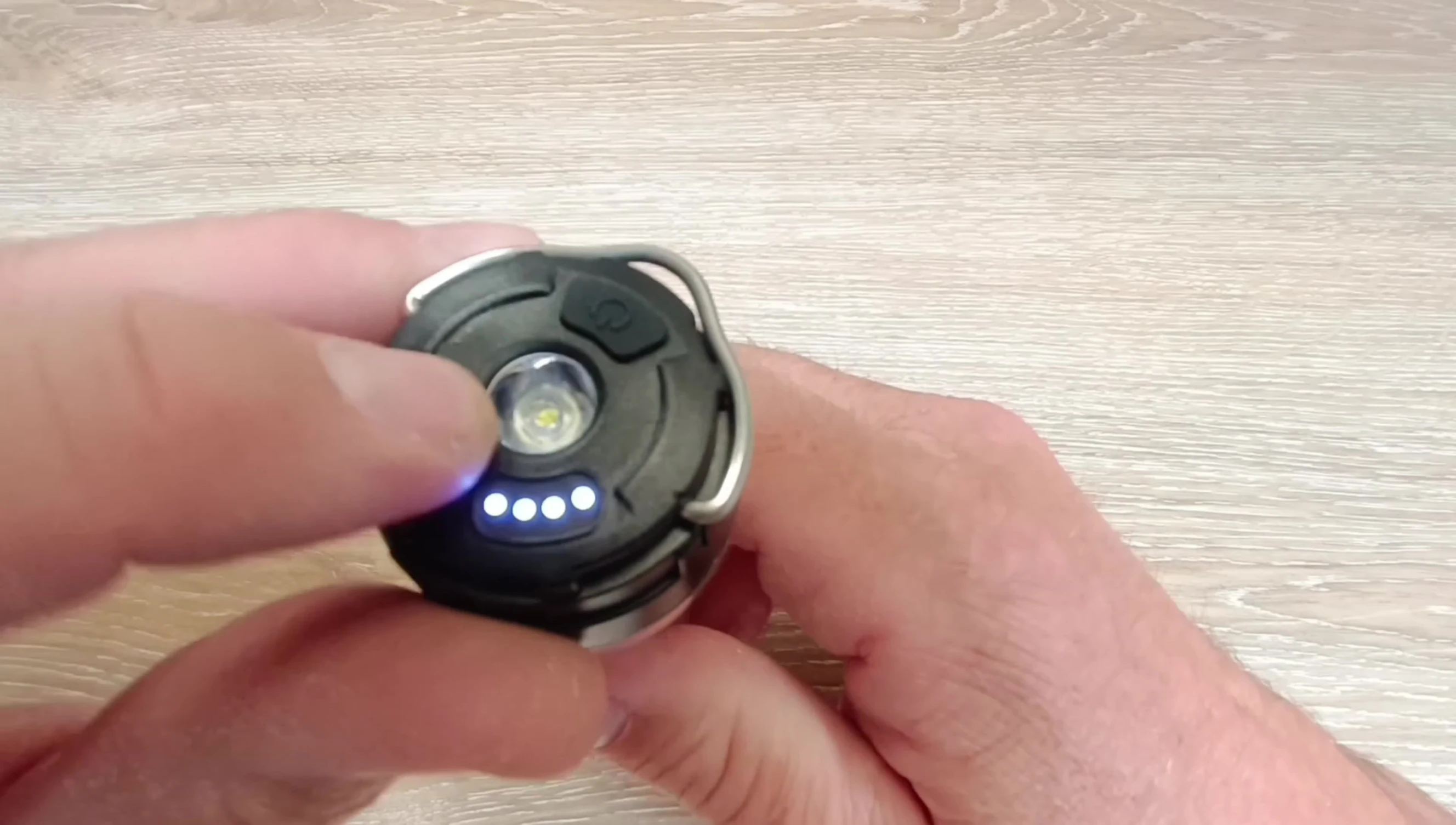 Locating the on/off button on the lantern.