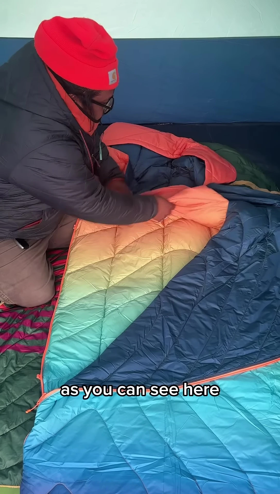 Close-up of the zipper on the outer layer of the Wrap Sack.