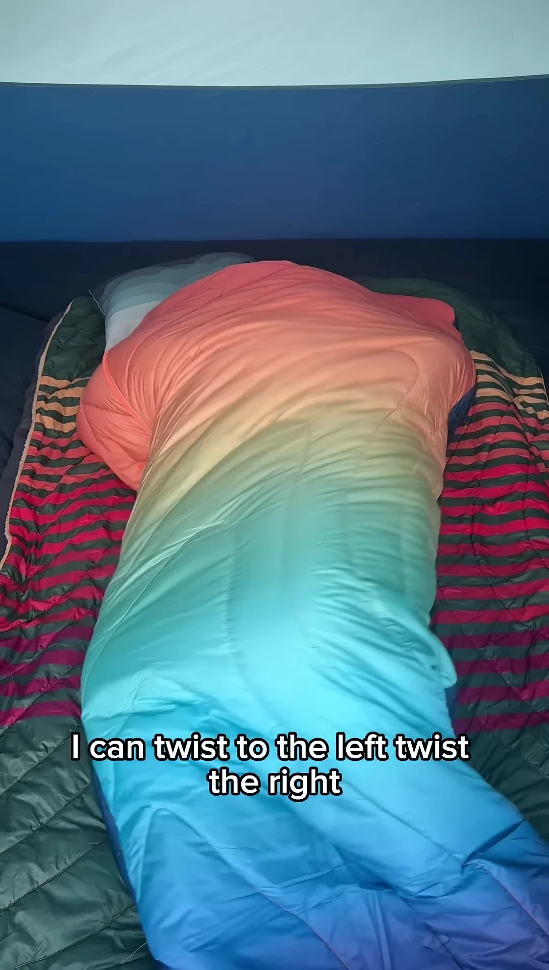 The reviewer demonstrating the ease of movement within the Wrap Sack.