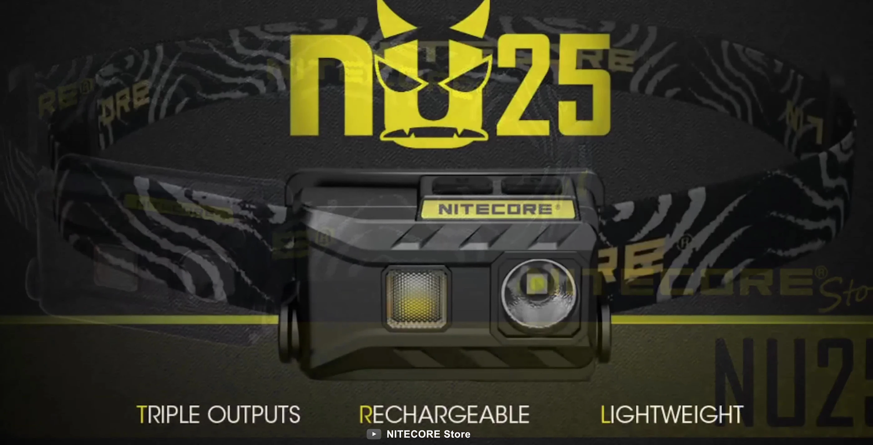 Nightcore NU25 headlamp highlighting its compact size and design.