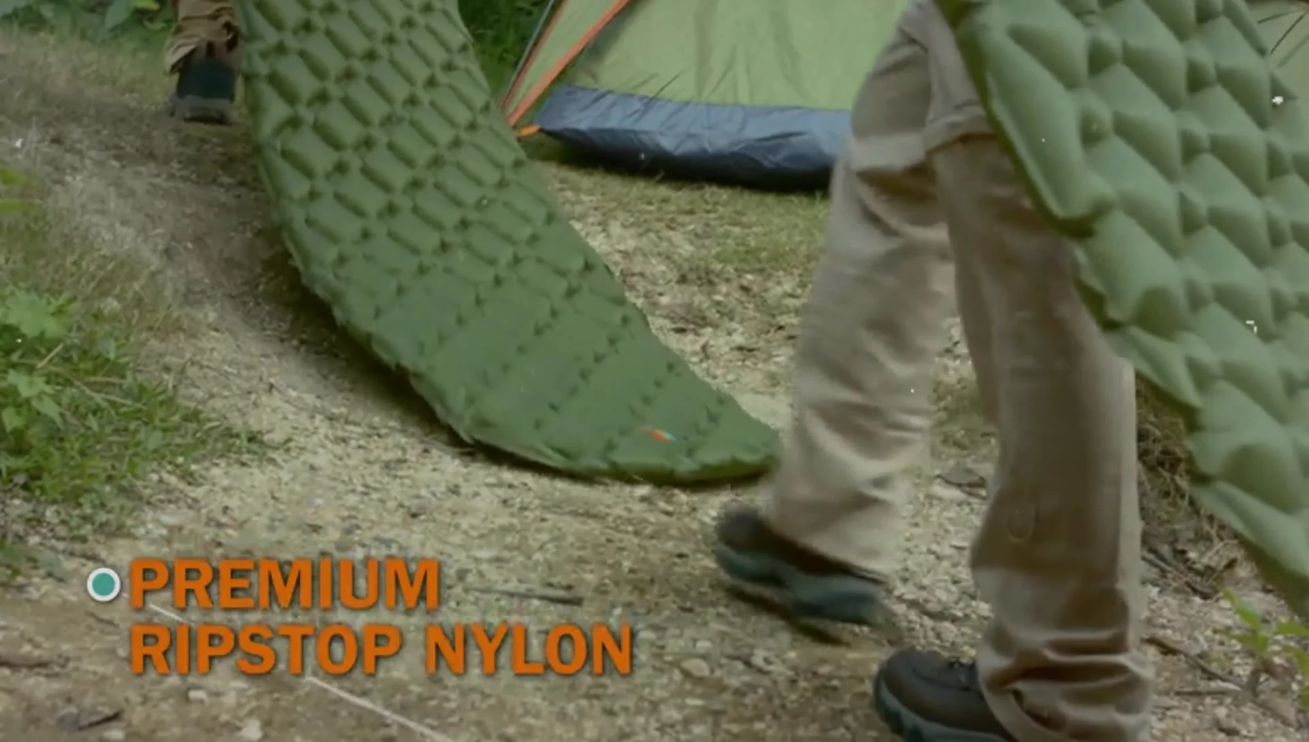 The fully inflated Sleeping O pad, showcasing its size and thickness.