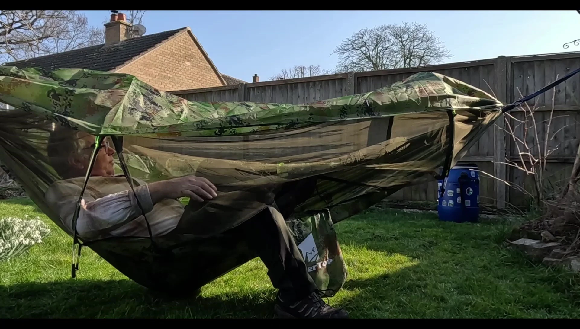 Presenter sitting inside the hammock.