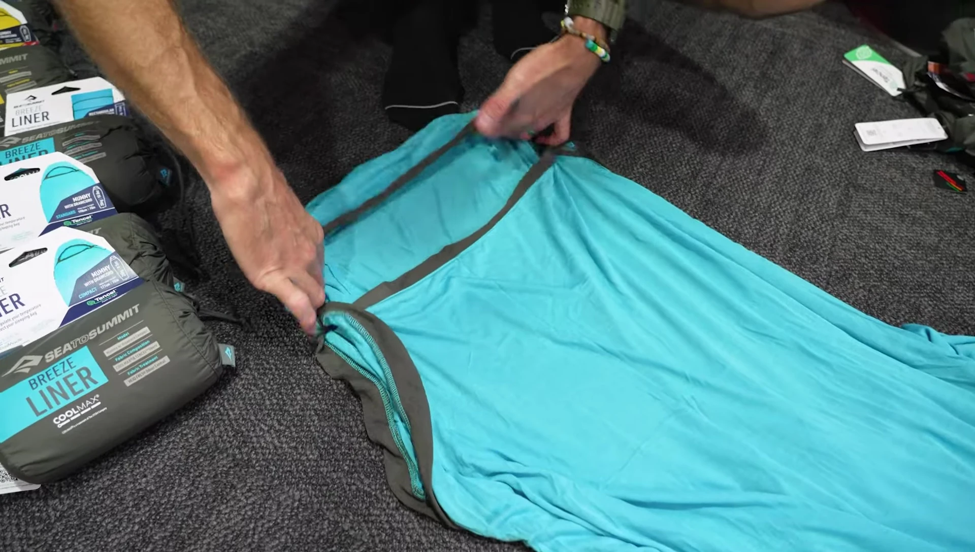 Detailed view of the hood and drawcord