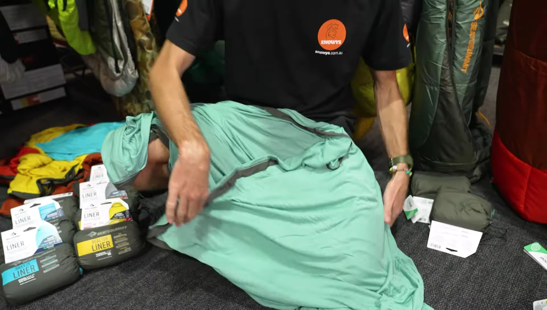 The liner laid out demonstrating its length