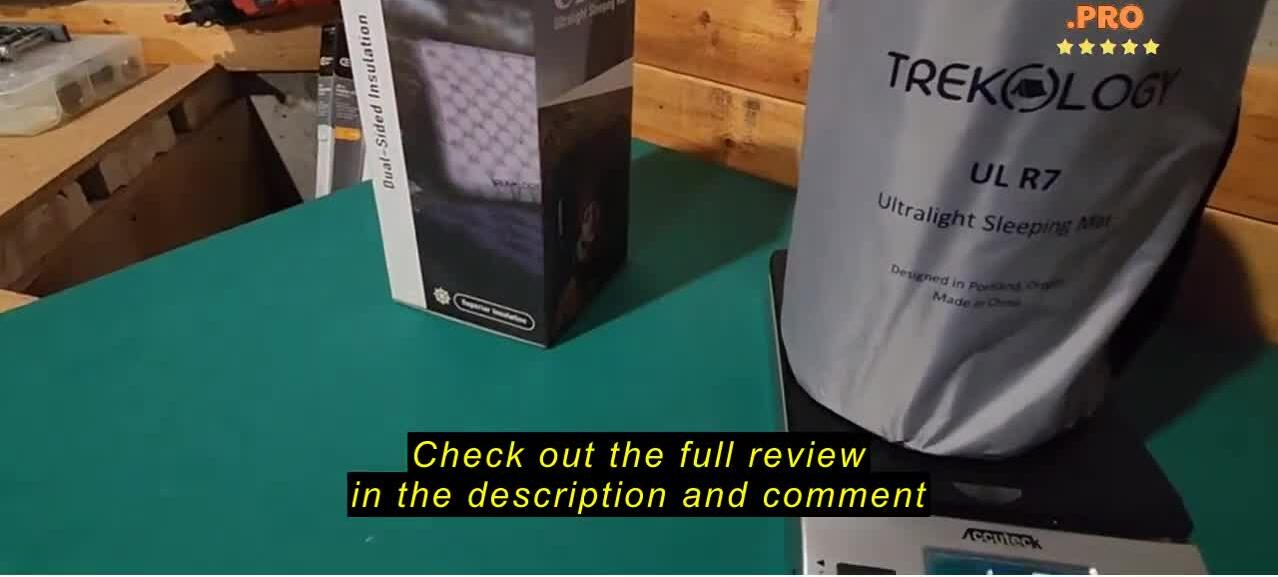 Close-up shot of the Treklogy UL R7 sleeping pad and its weight.