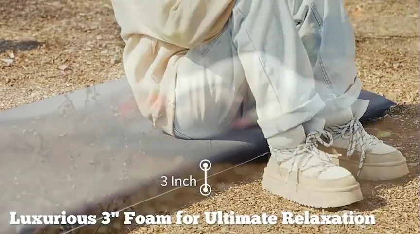 Highlighting the integrated pillow and non-slip features