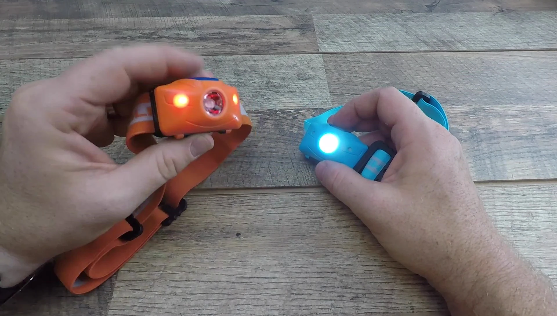 Close-up showcasing the main beam and red light modes