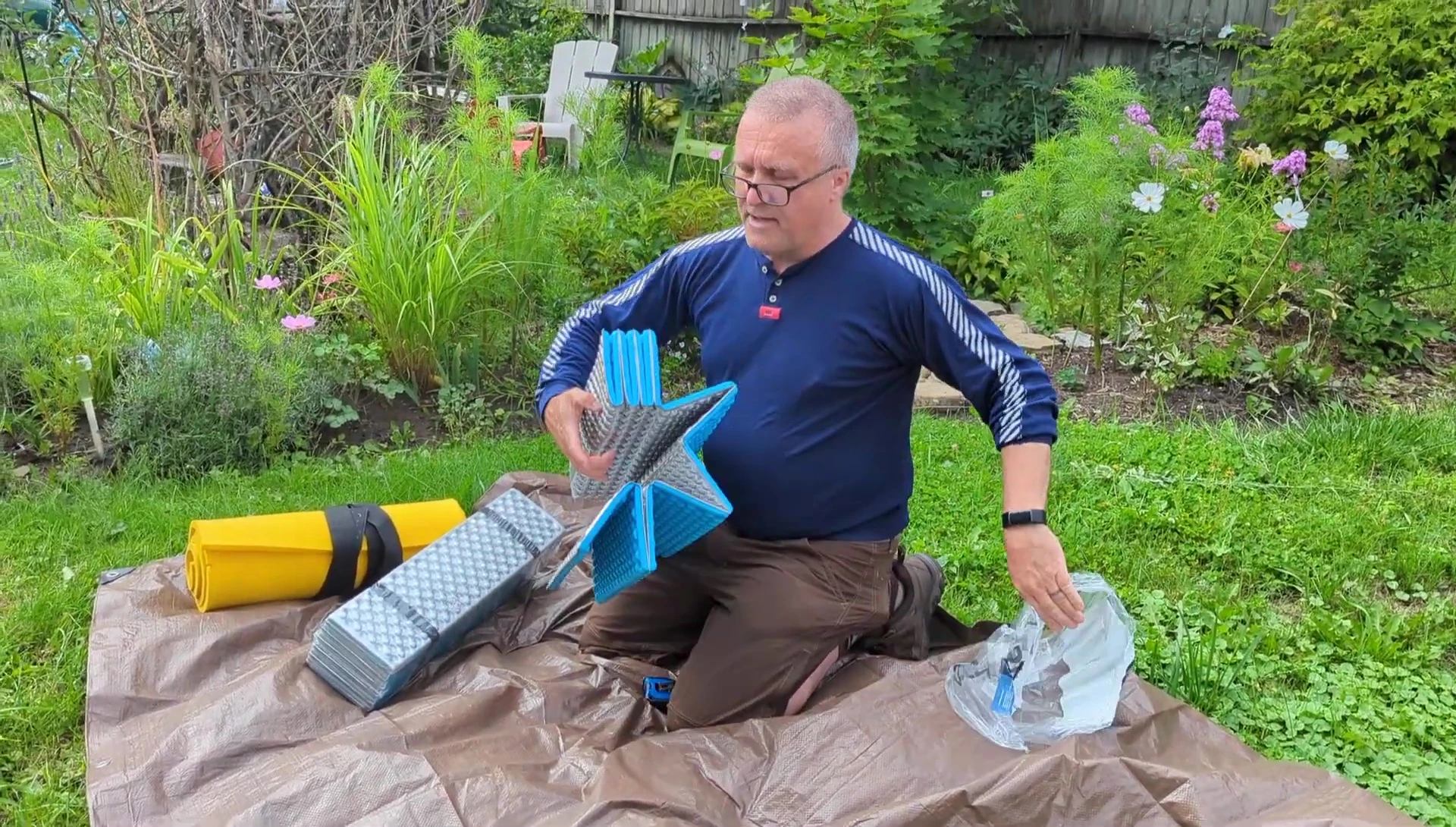 The Therm-a-Rest pad is neatly folded.