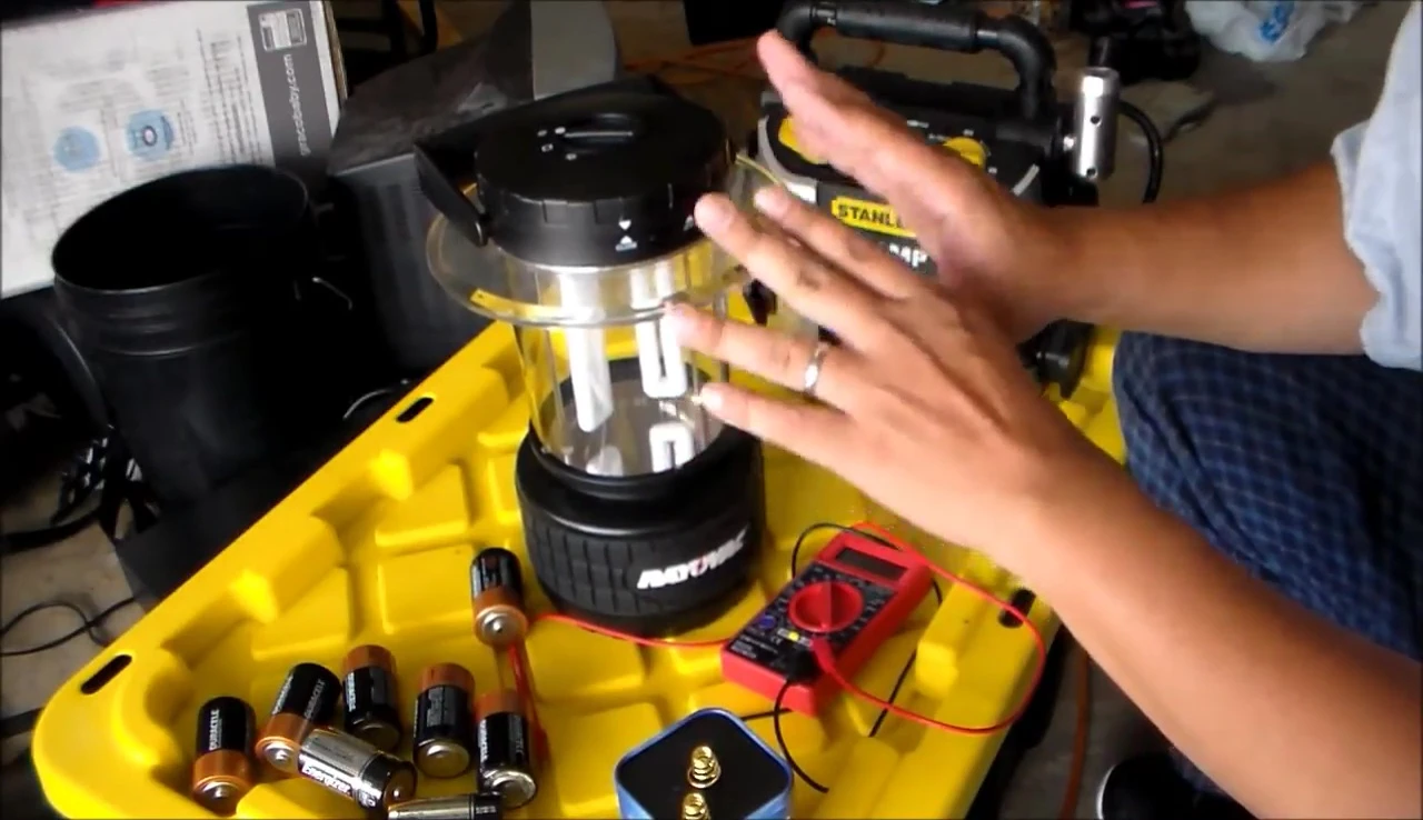 The lantern with the internal components visible