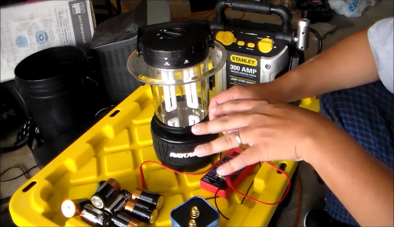 Close-up shot of the lantern showing the D-cell battery compartment.