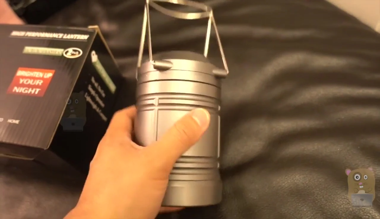 The reviewer emphasizing the price point of the lantern.