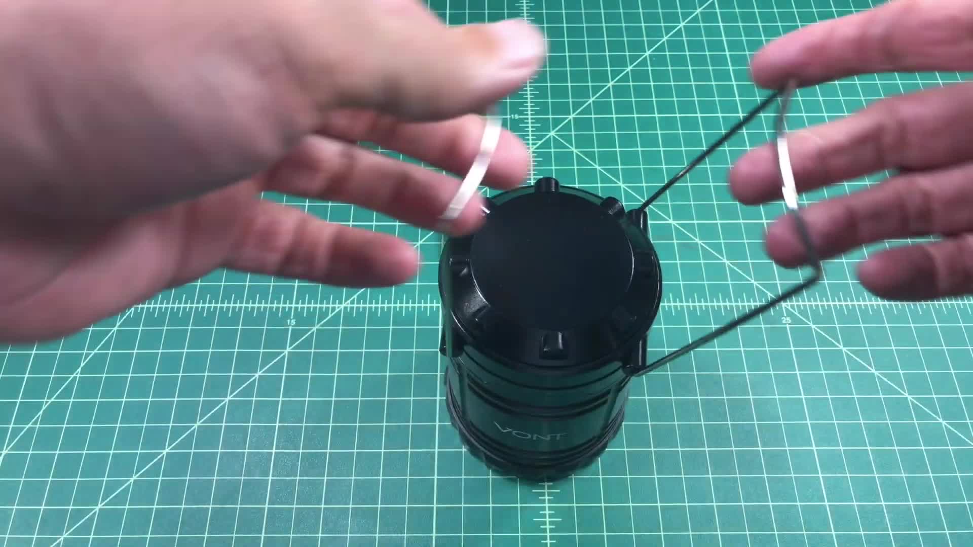 Close-up of the Vont lantern showing the dual bail handle.