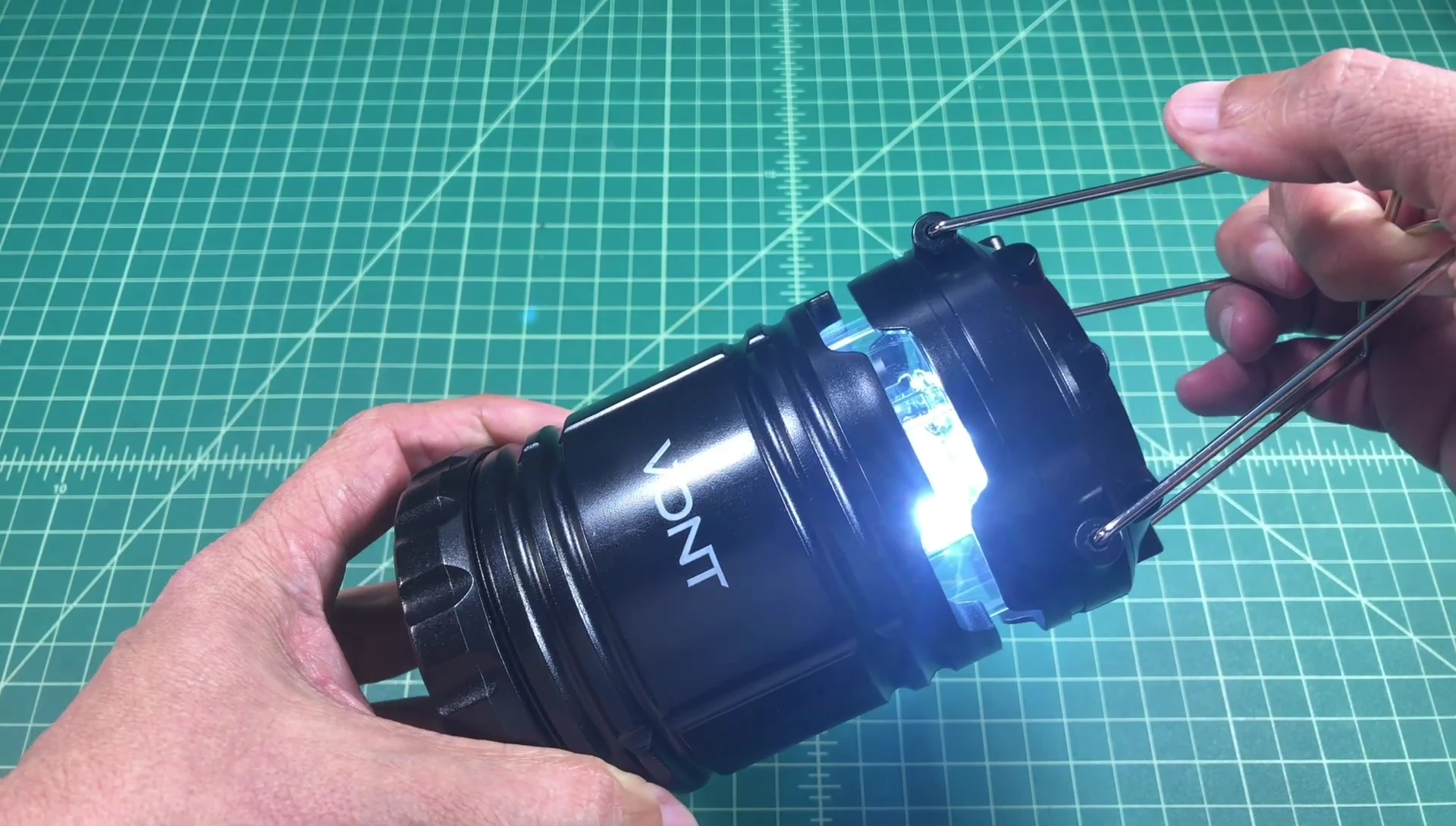 Demonstration of the sliding mechanism to adjust brightness.