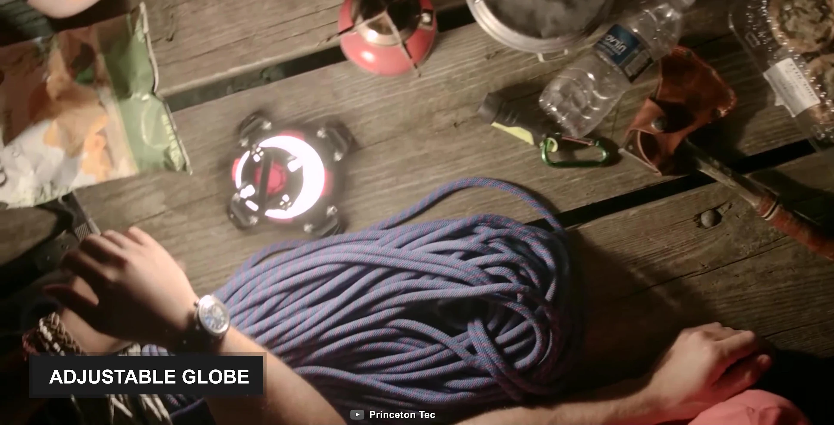 Demonstrating the adjustable globe and spotlight function