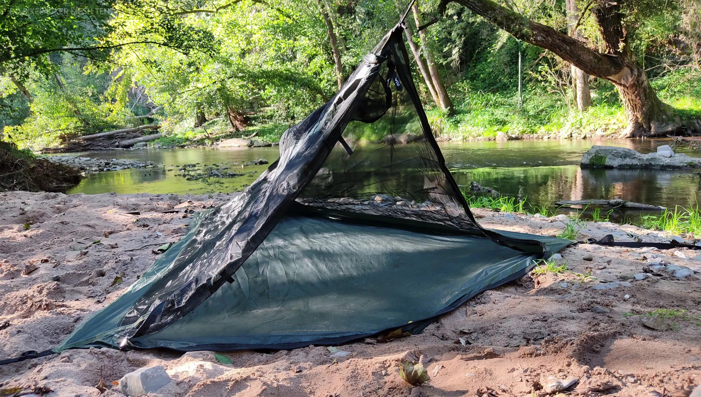 Patrol pack inside the tent, showing available space.