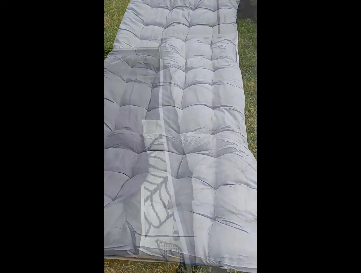 The bed fits nicely in the tent.