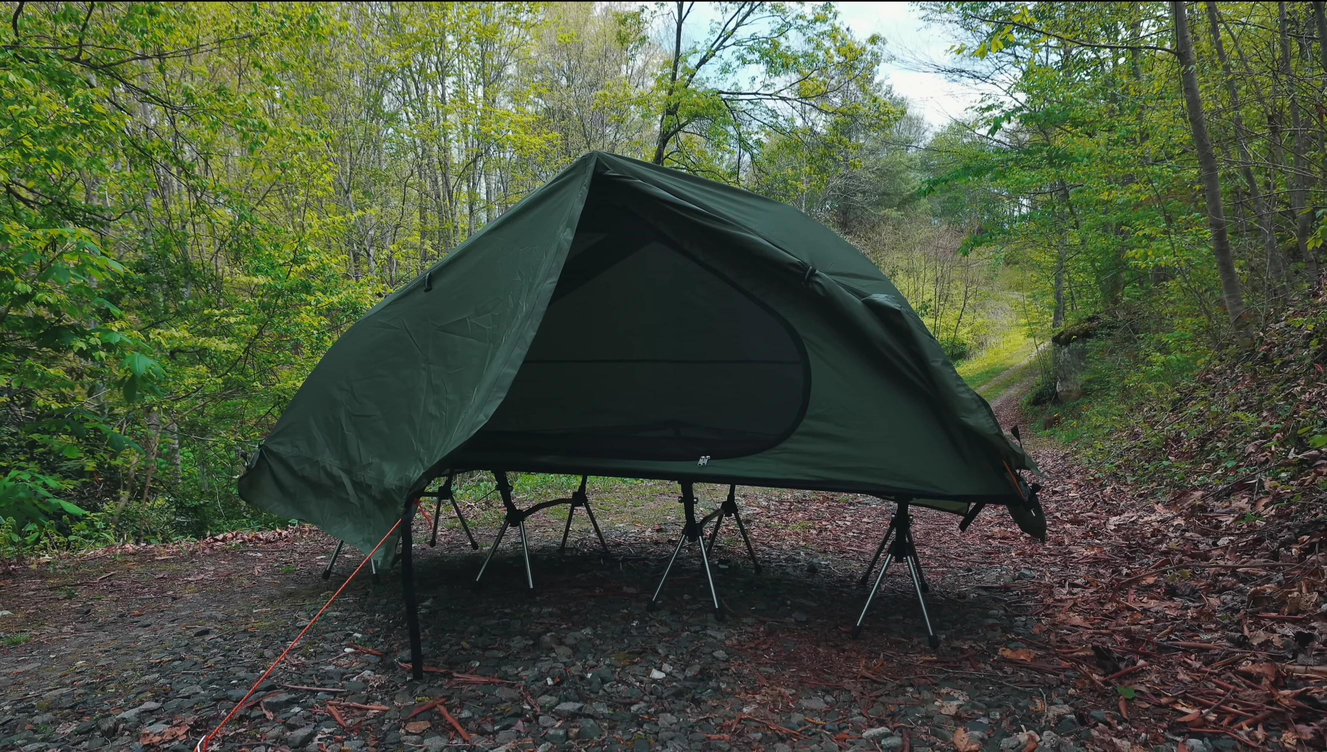 Interior shot of the tent showing mesh panels