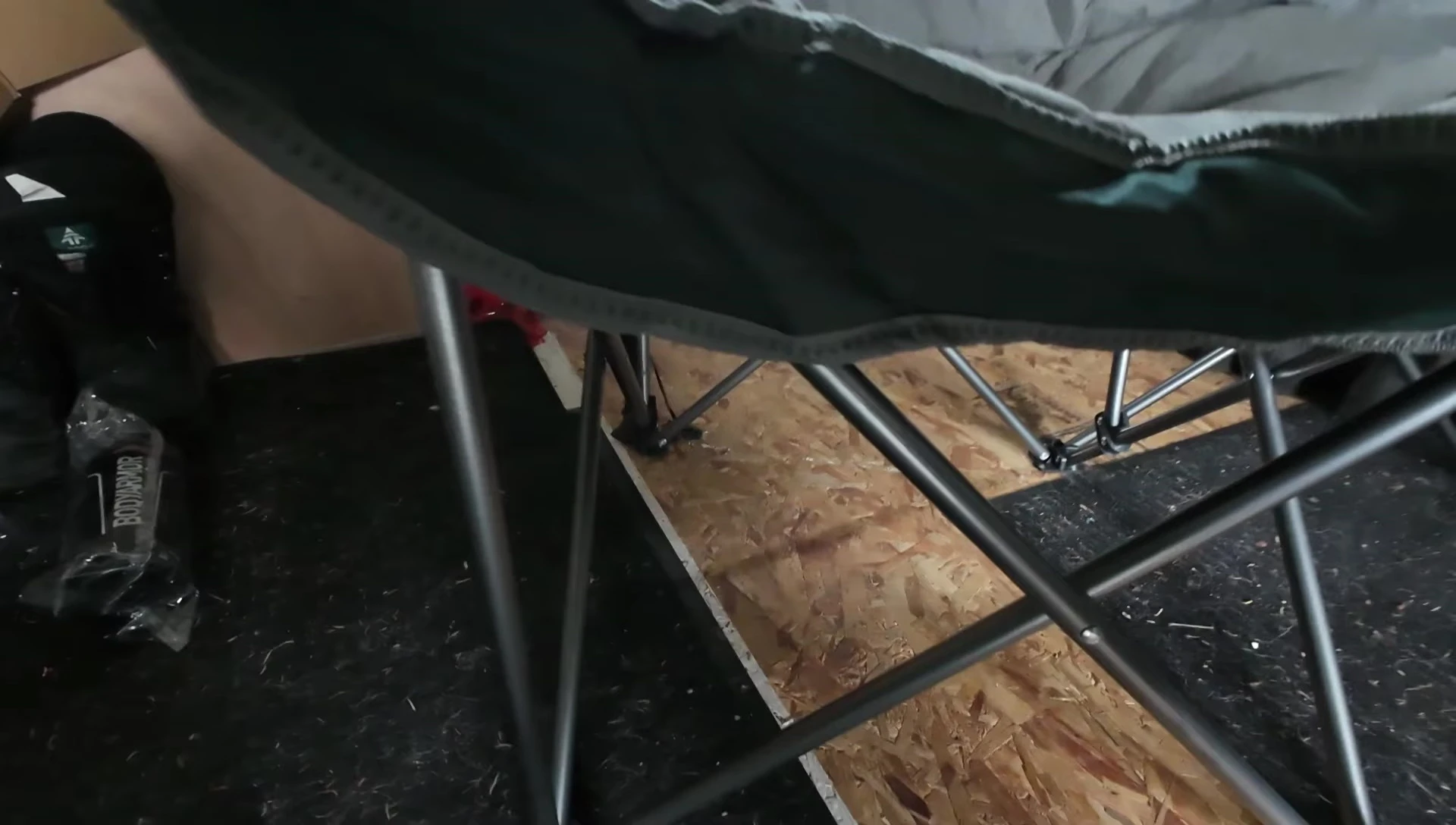 Shot showing the metal tubing underneath the chair