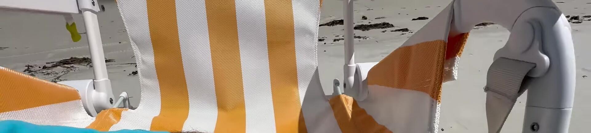 Shot highlighting the thick, water-resistant fabric of the Sunflow chair.