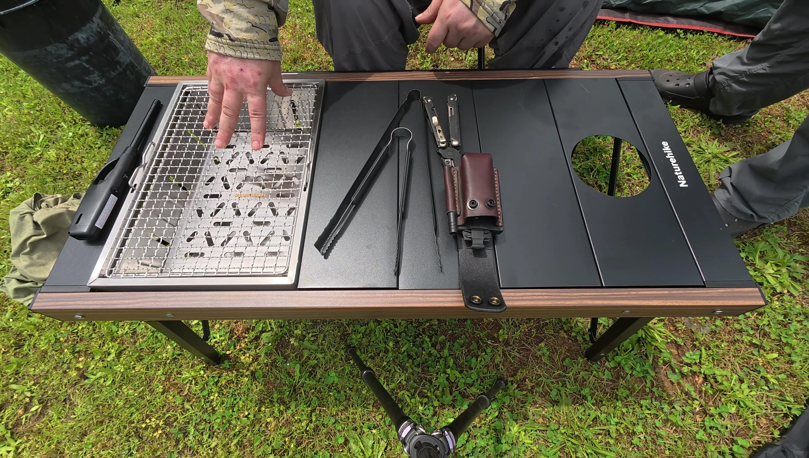 Charcoal grill in use