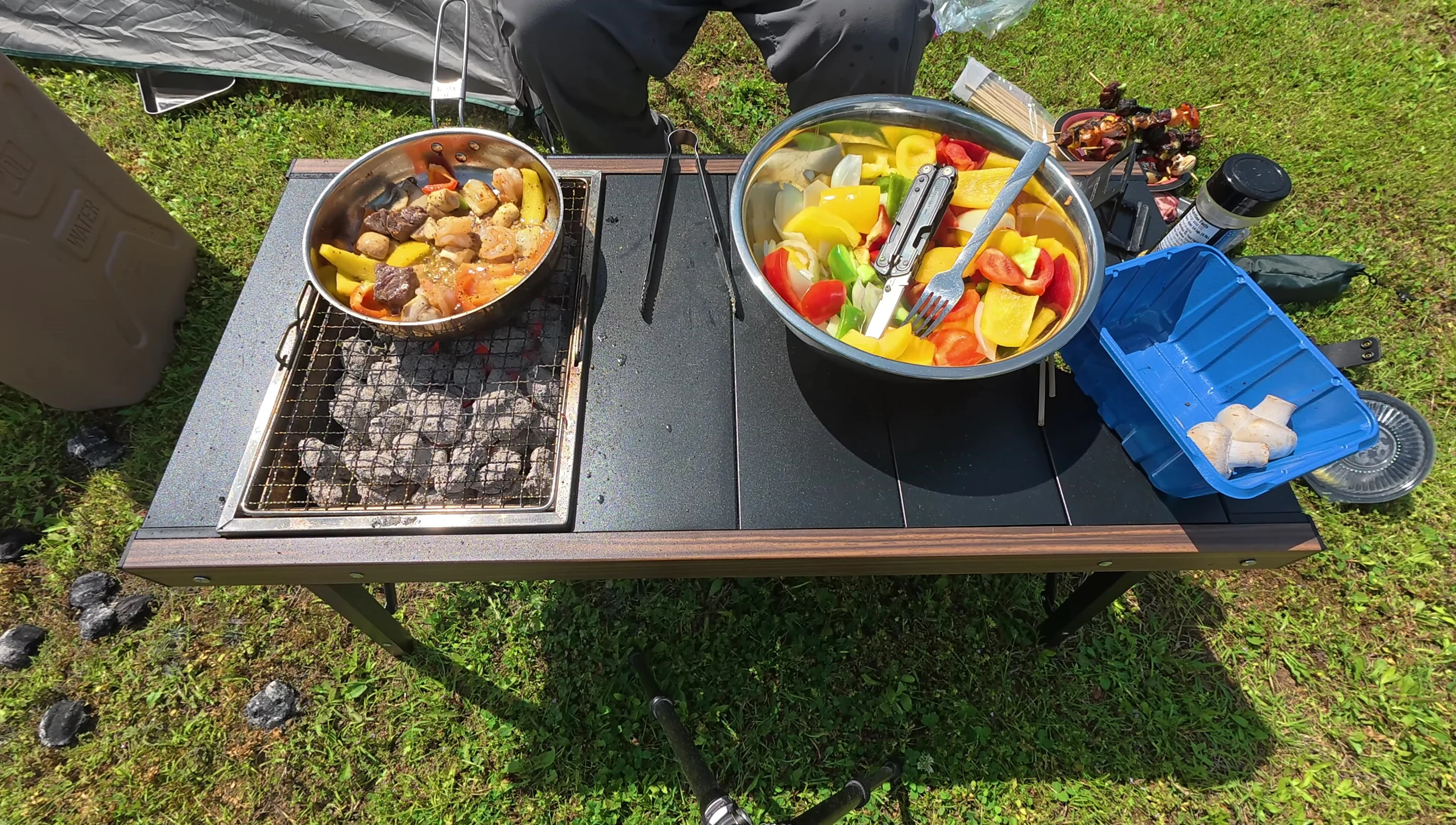 Table folded and packed away