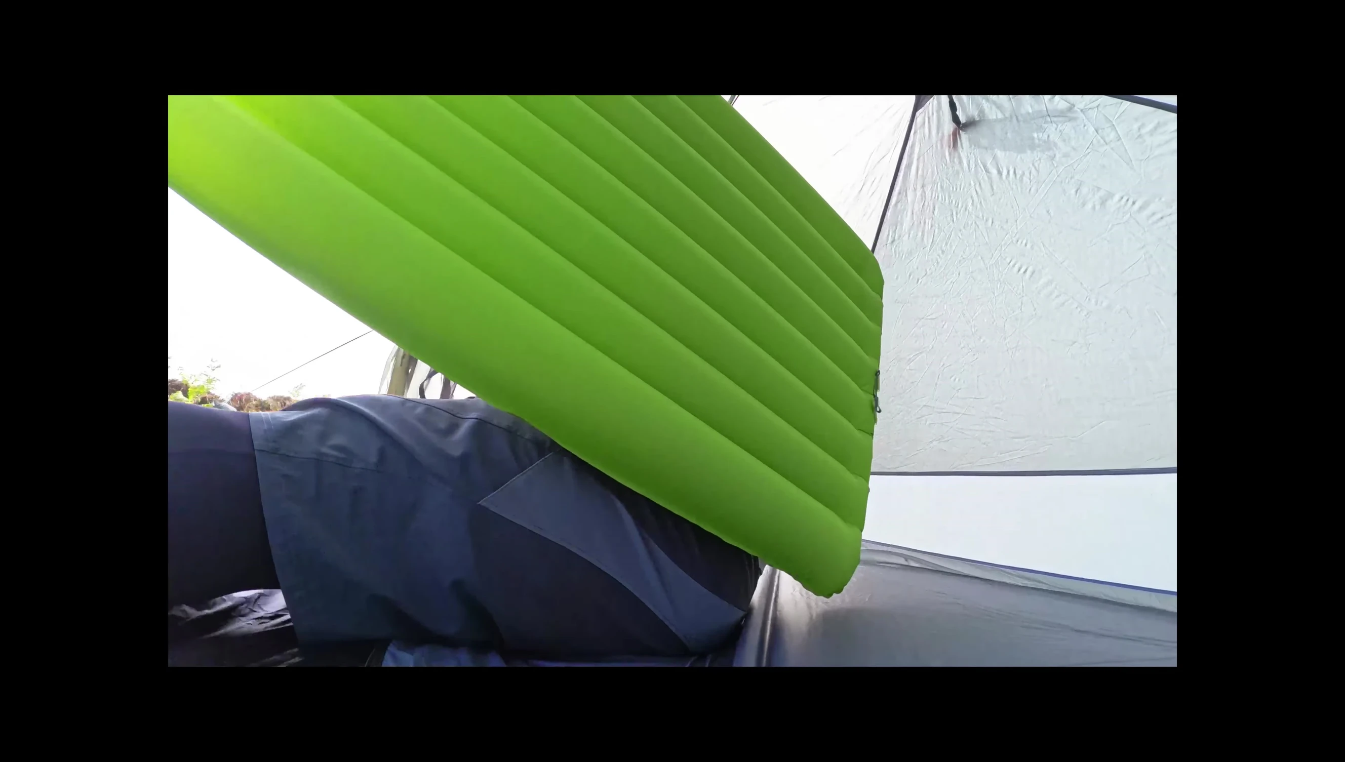 Close-up of the inflated sleeping pad in place.