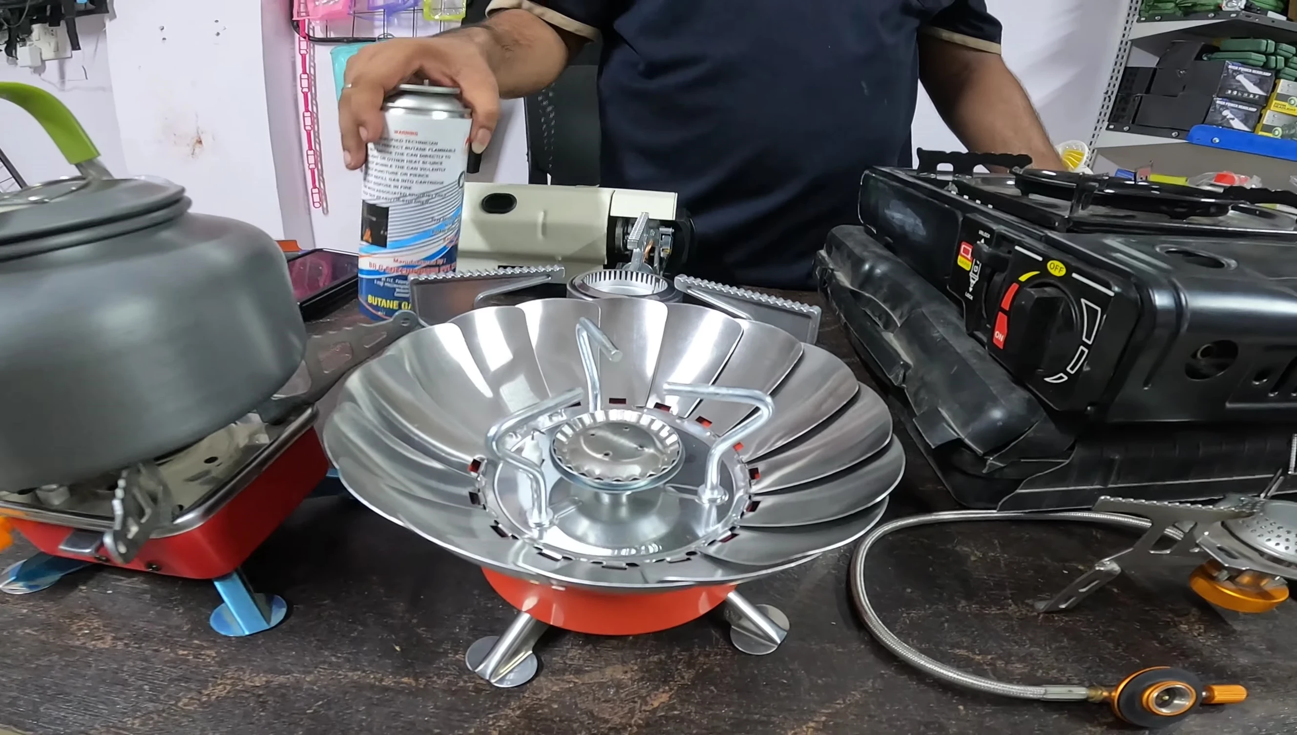 Camping stove with lotus design