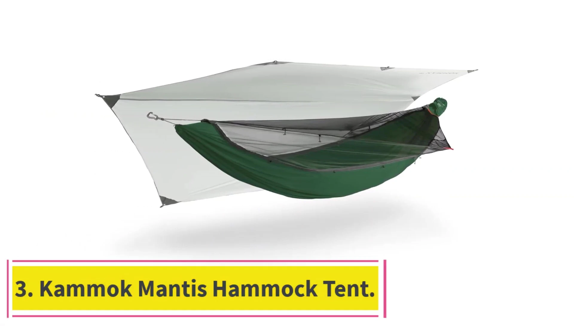 Kammok Mantis Hammock Tent shown hanging between trees