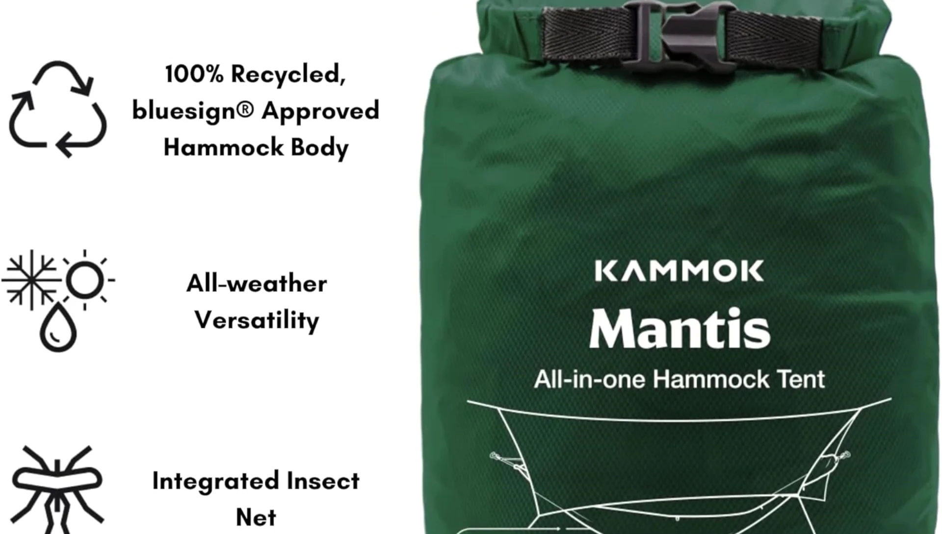 The compact packed size of the Kammok Mantis Hammock Tent