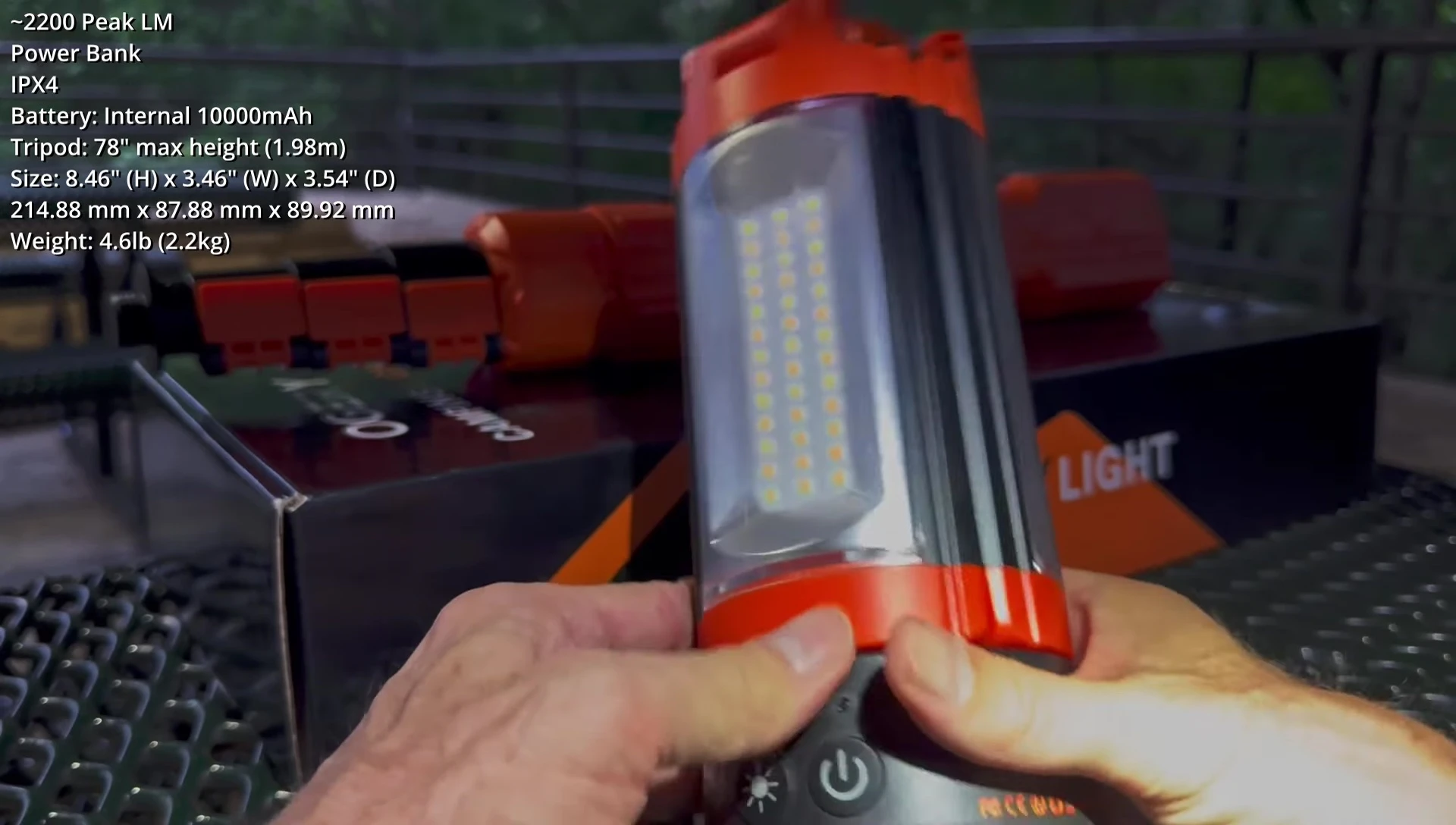 Close-up of the OGERY Z10 showing its three LED panels