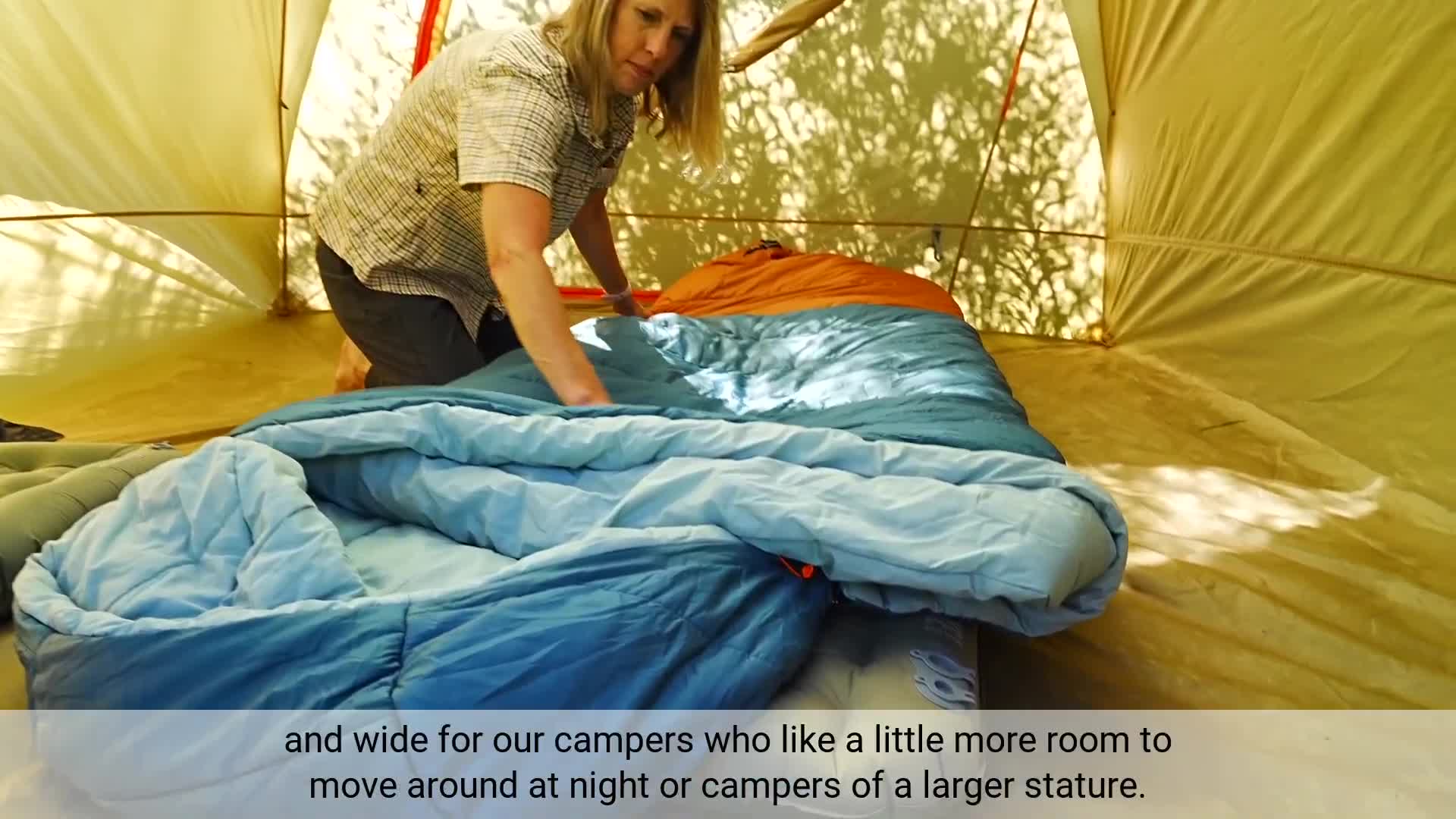 Close-up showcasing the spacious design of the Echo Park sleeping bag