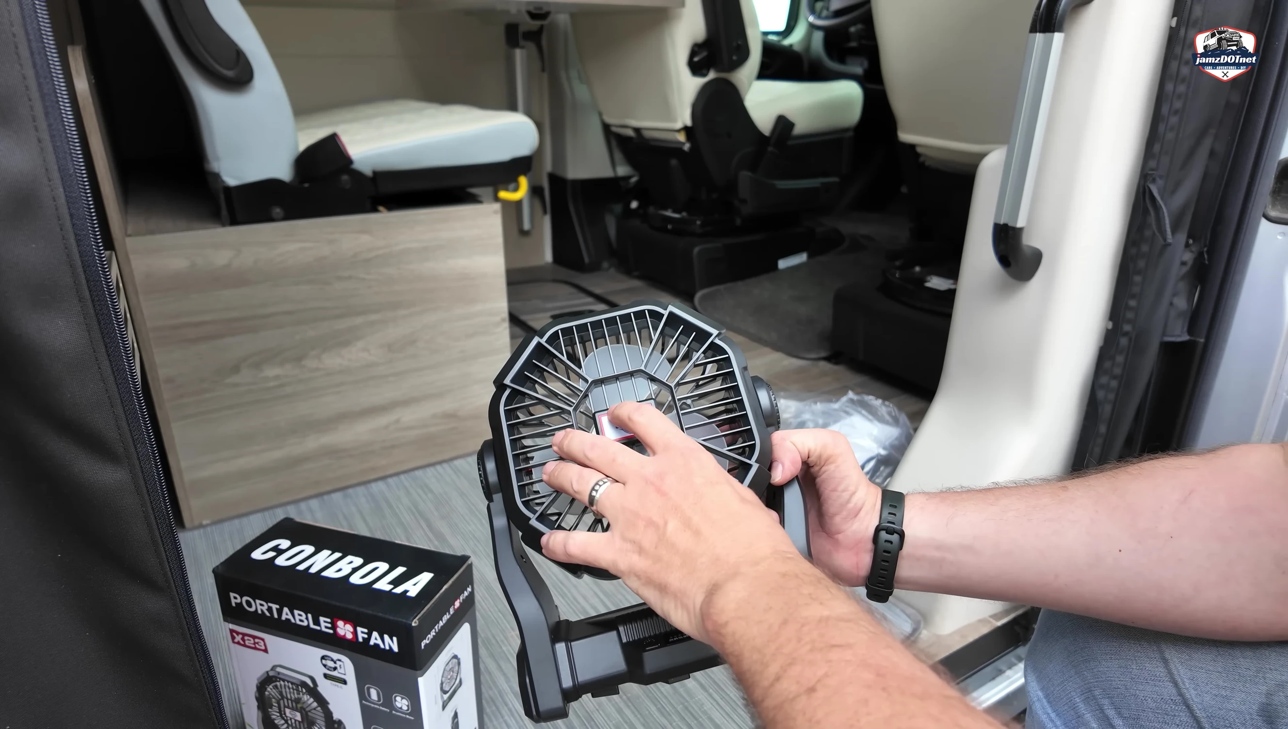 The LED light on the fan.