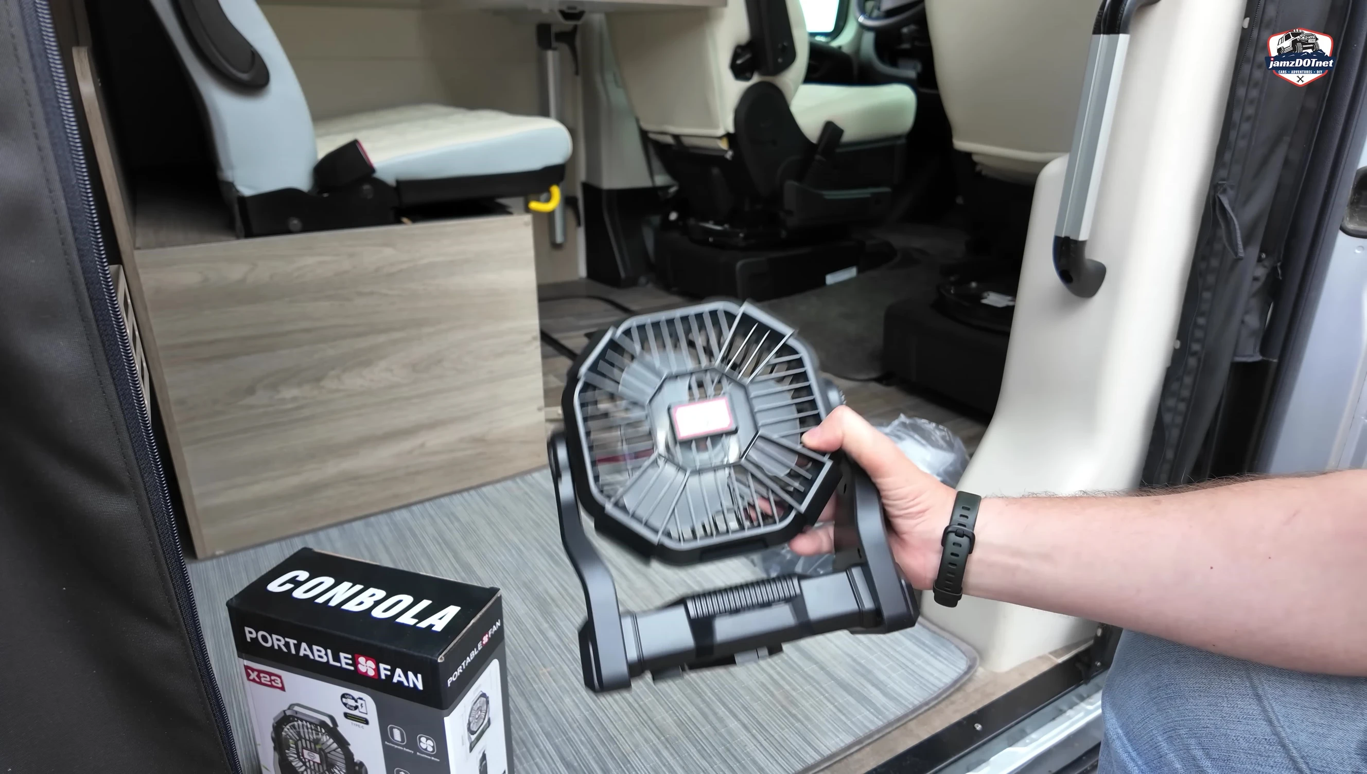 Close-up of the compact fan.