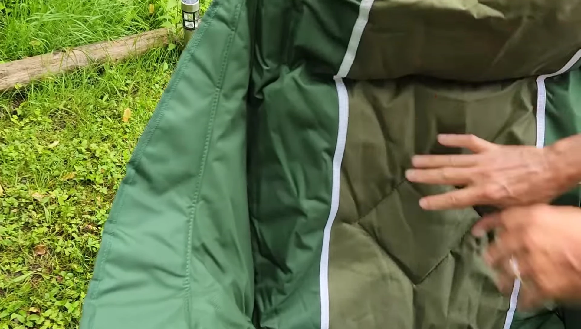 Close-up showing the quilted design of the chair's padding.