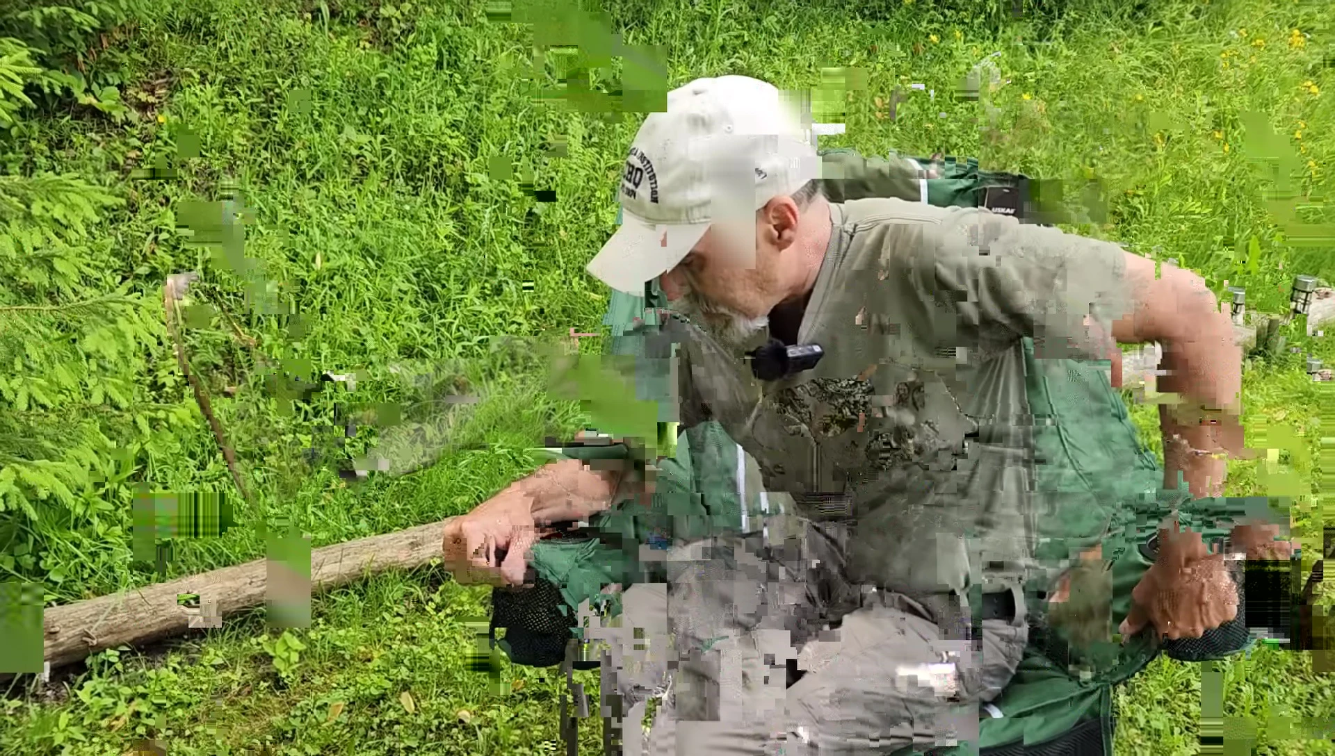 The reviewer demonstrating the chair's spaciousness.