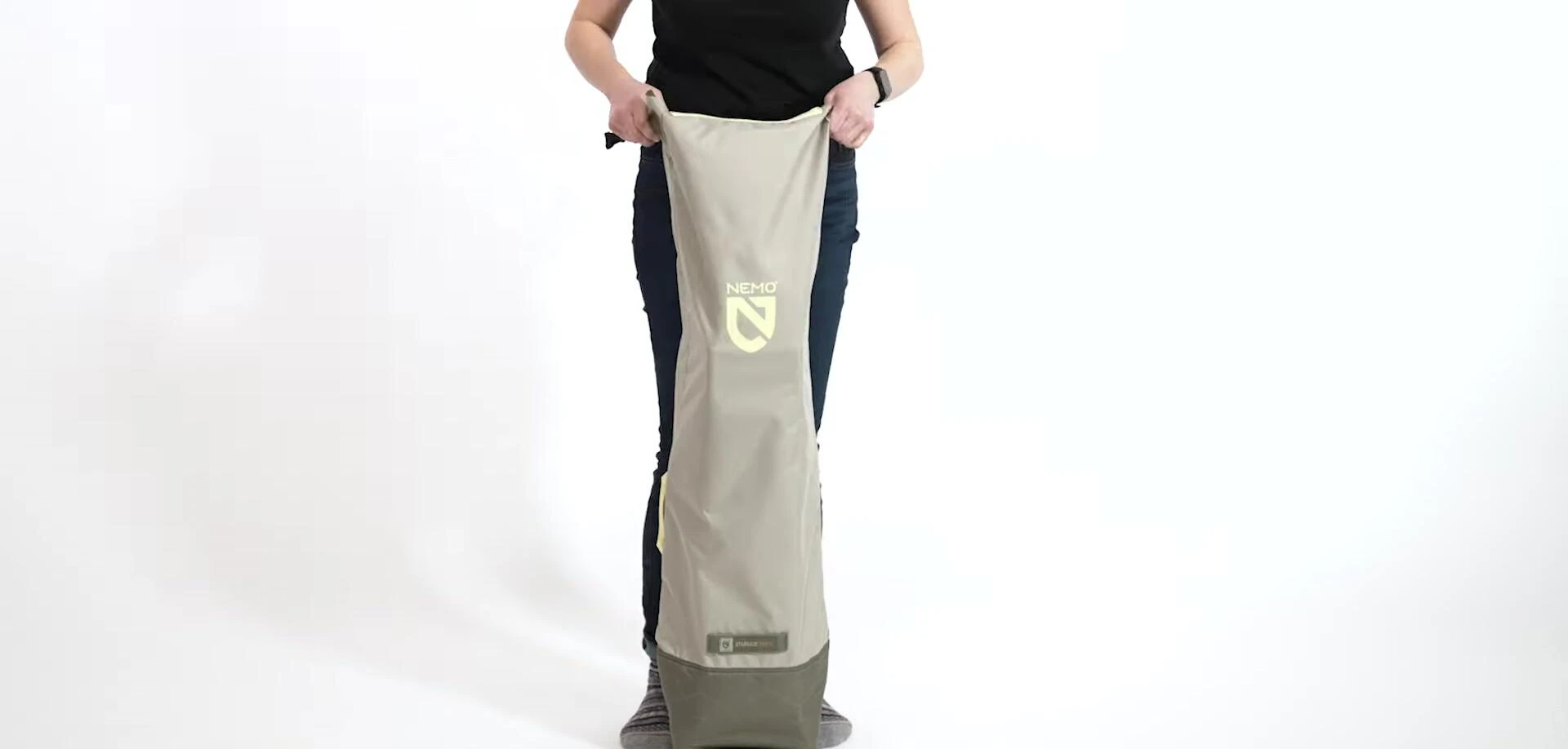 The chair packed into its carrying case.