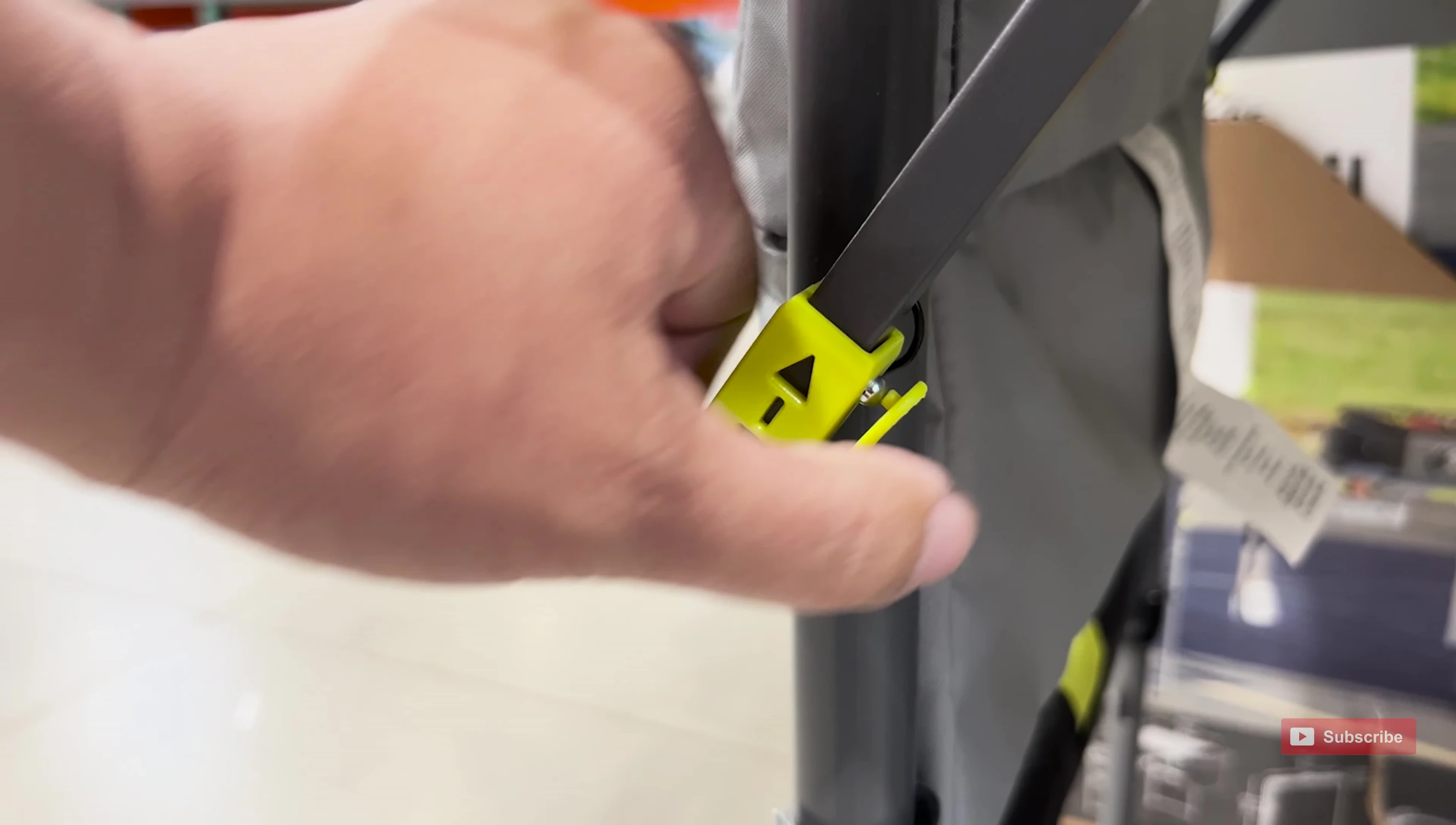 Close-up of the height adjustment mechanism.