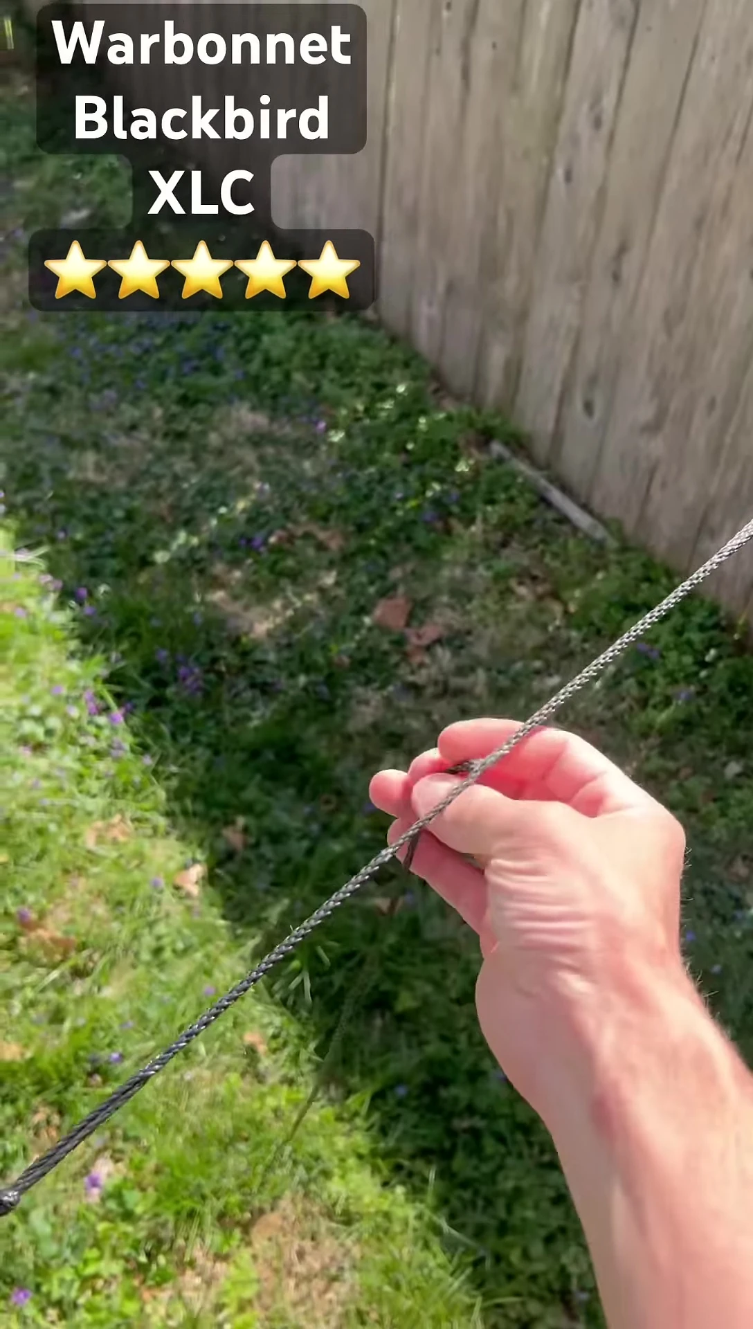 Close-up of the whoopie sling mechanism, showing how the ropes interact.