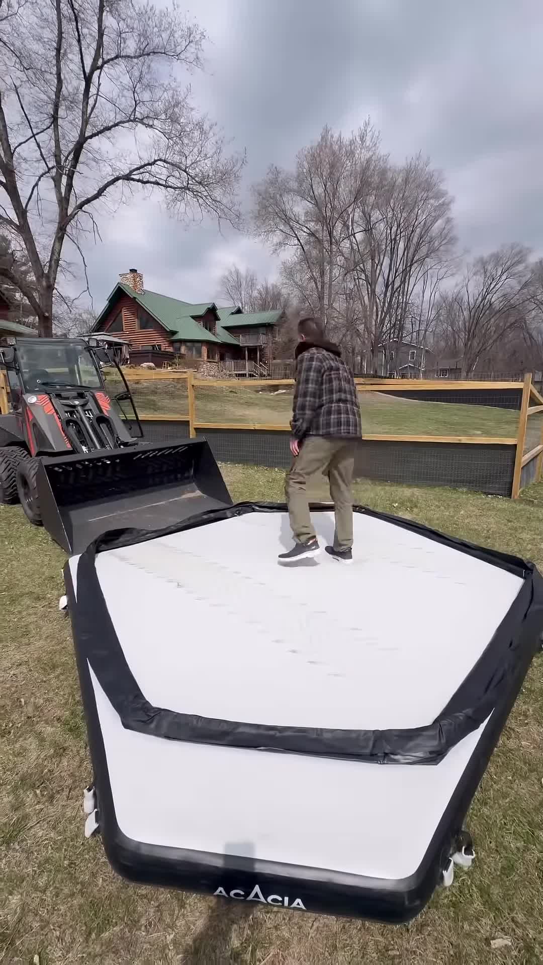 A shot showing the quick setup of the space tent
