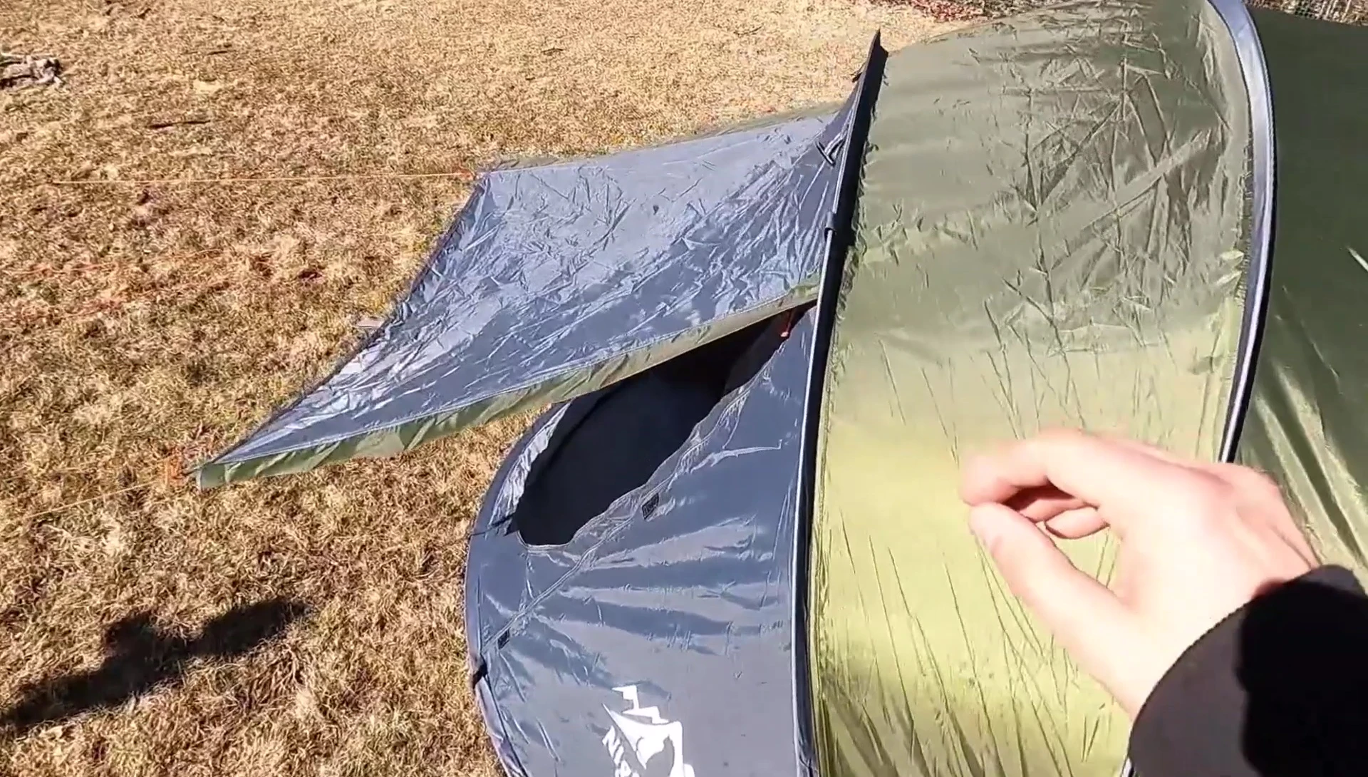 Night Cat Pop-Up Tent interior shot showing packed gear