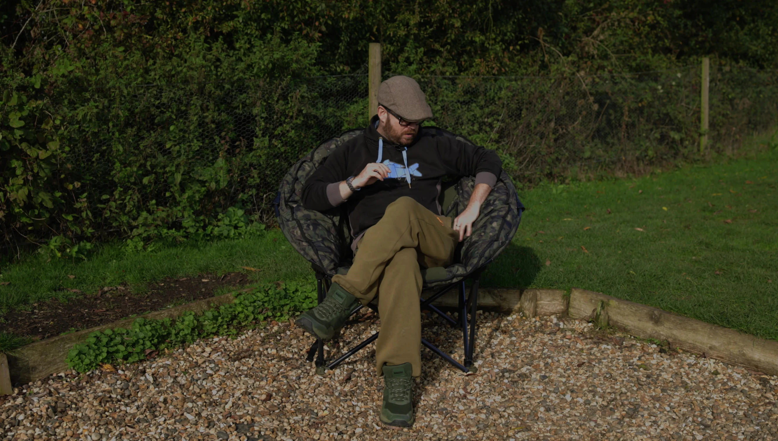 Close-up of the mesh pockets on the side of the chair.