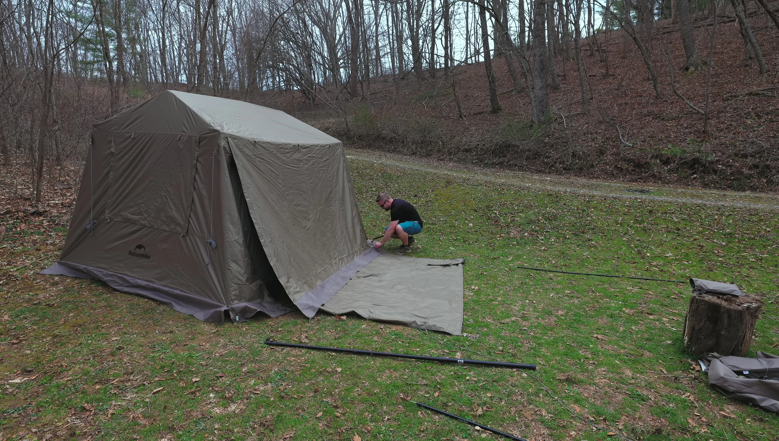 Attaching awning poles