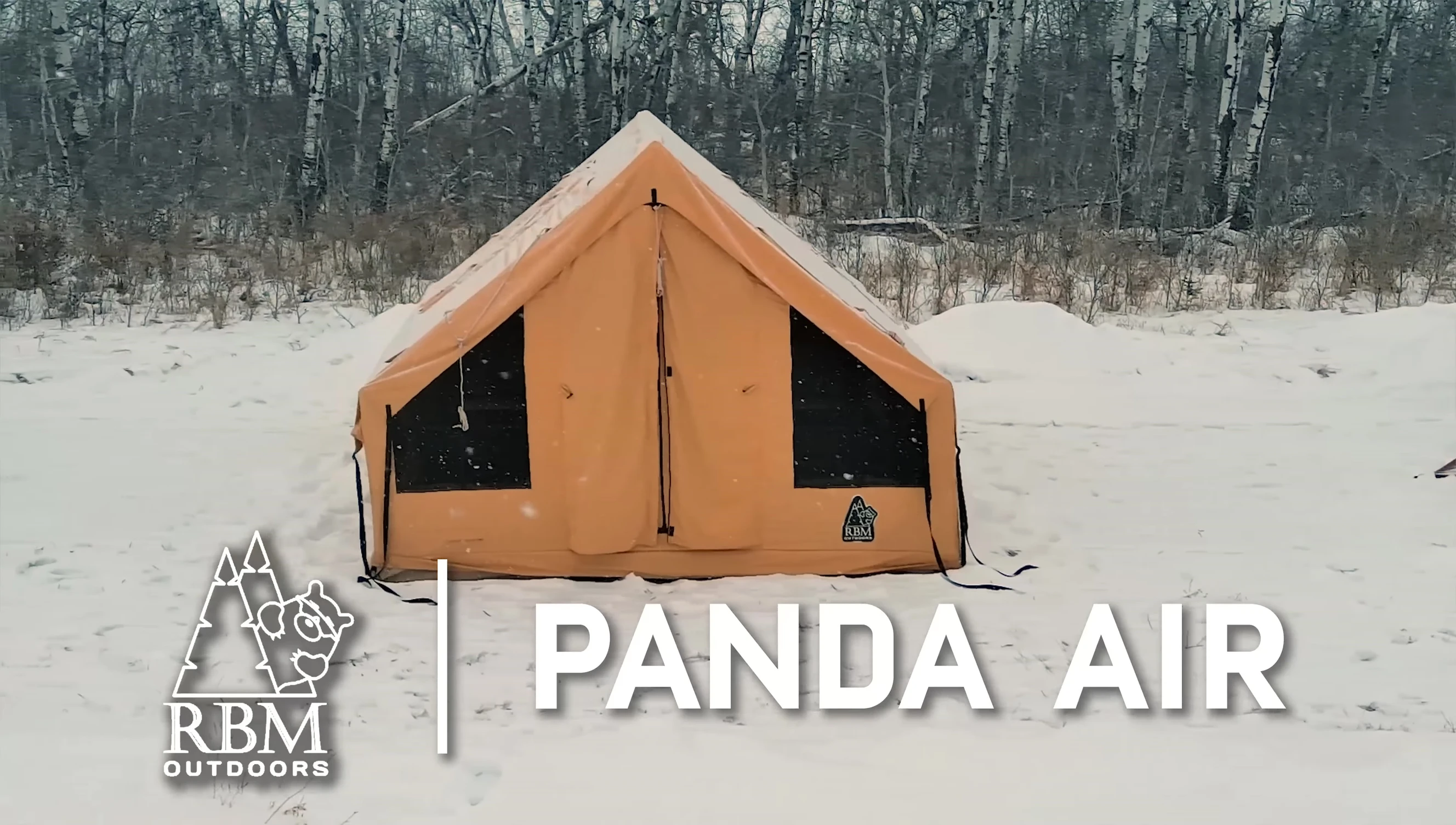 The inflatable cabin tent inflated and set up