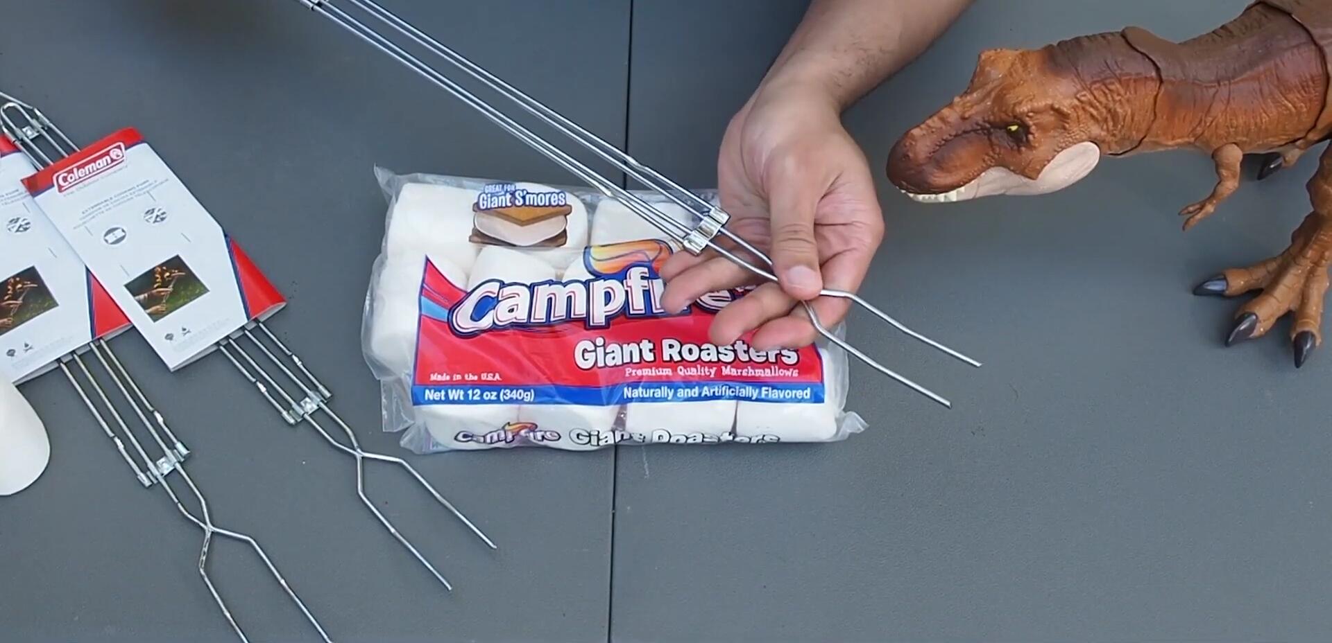 A shot highlighting the extendable feature of the Coleman cooking forks.