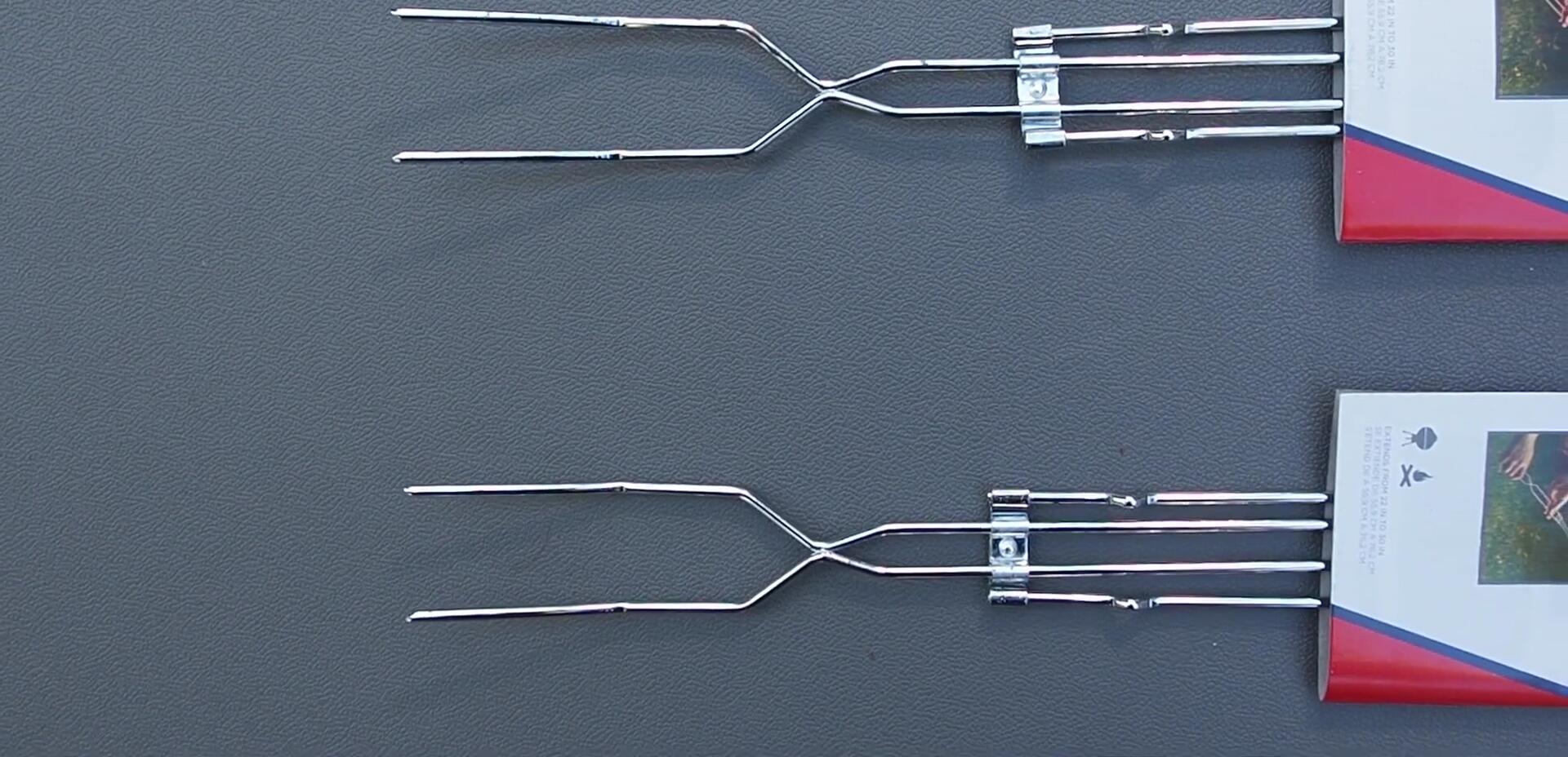 Close-up of the Coleman extendable cooking fork, showcasing its rubberized handle.