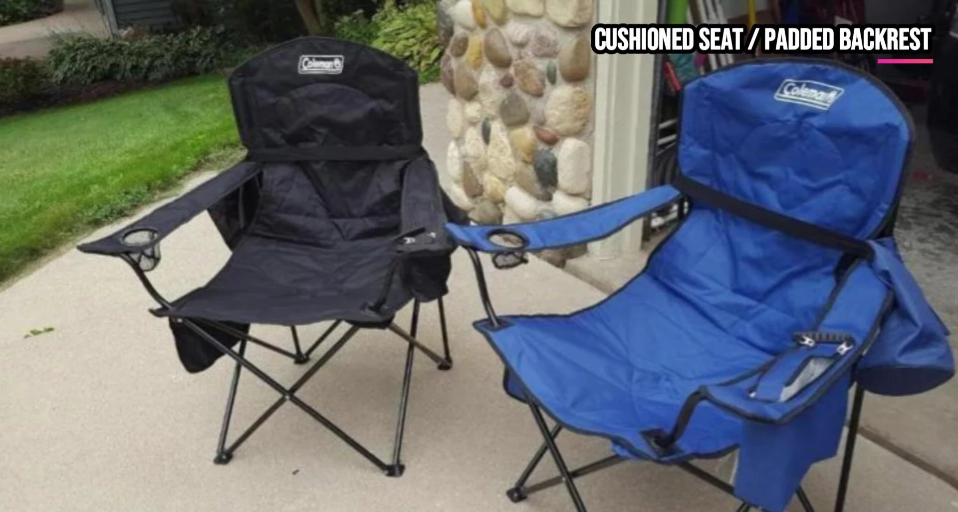 Person relaxing comfortably in the Coleman chair.