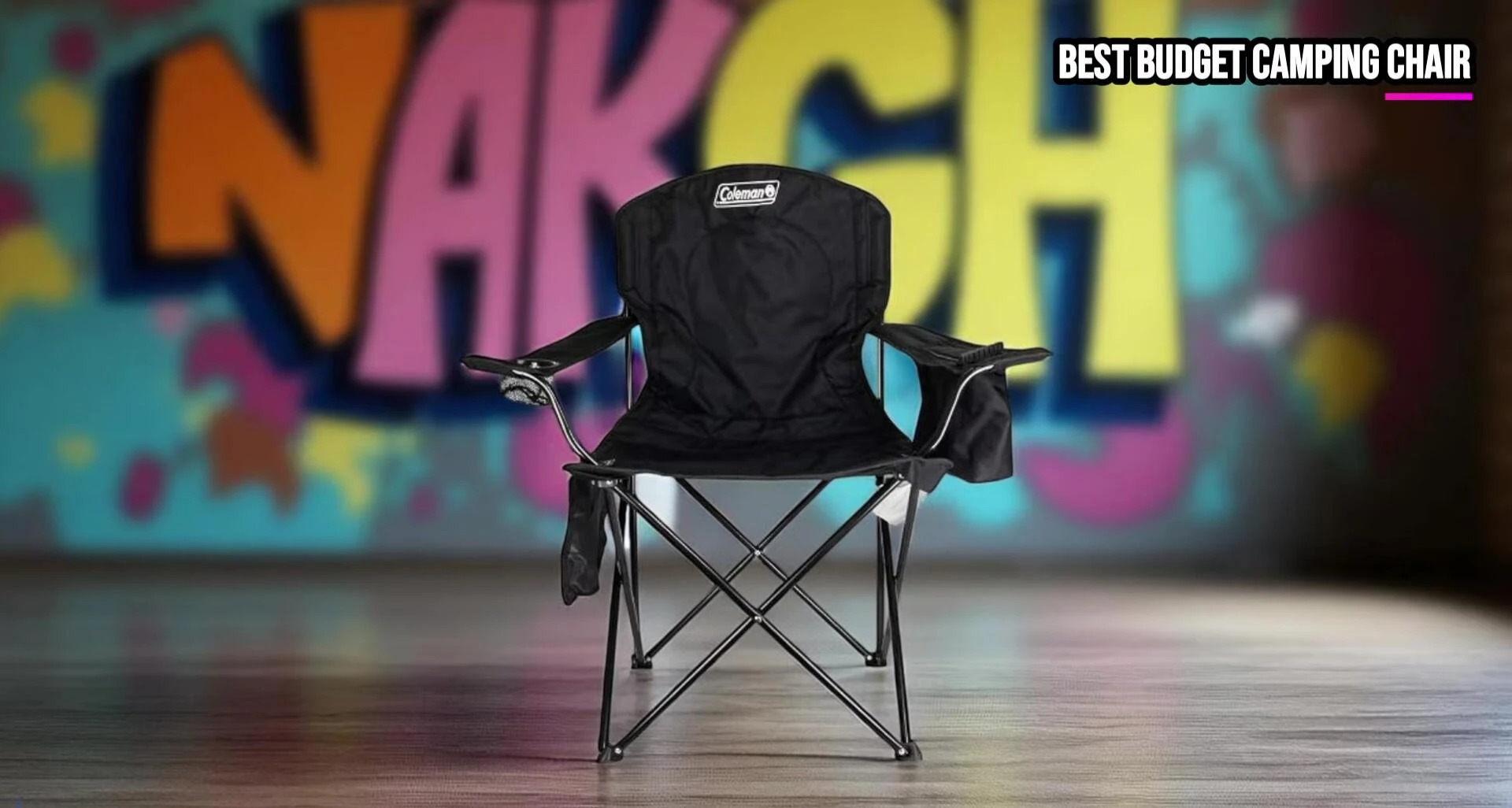 Close-up of the Coleman Cooler Quad Chair unfolded.